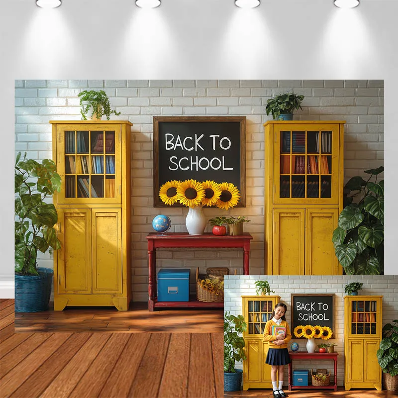 LS School Themed Photography Background Yellow Bookshelf Sunflower Green Plant Blackboard Box Decor Kids Portrait Photo Backdrop
LS School Themed Photography Background Yellow Bookshelf Sunflower Green Plant Blackboard Box Decor Kids Portrait Photo Backdrop