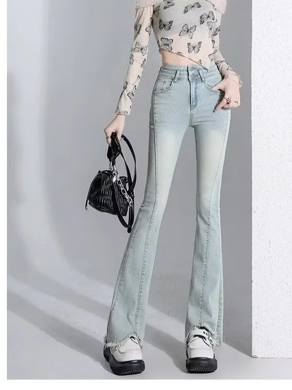 High Waist Bell Bottom Jeans Women's Spring Fashion plus Size Elastic Frayed Hem Slimming Stretchy Small Size Hoof Pants
High Waist Bell Bottom Jeans Women's Spring Fashion plus Size Elastic Frayed Hem Slimming Stretchy Small Size Hoof Pants