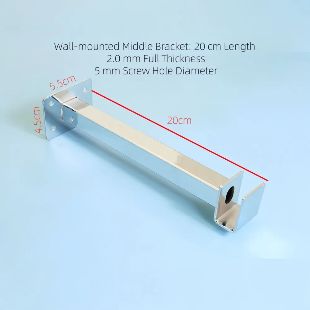 10 Pcs 20/25cm Bright Silver Metal Brackets Square Tube Center Support Clamps for Wardrobes Shelves Wall Mounting
10 Pcs 20/25cm Bright Silver Metal Brackets Square Tube Center Support Clamps for Wardrobes Shelves Wall Mounting