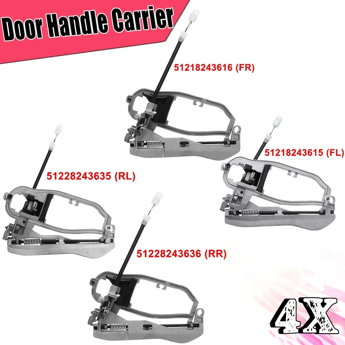 Front Rear Left Right Door Handle Carrier Inner Outside For BMW X5 E53 2000-2006 51218243615 51218243616 51228243635 51228243636
Front Rear Left Right Door Handle Carrier Inner Outside For BMW X5 E53 2000-2006 51218243615 51218243616 51228243635 51228243636