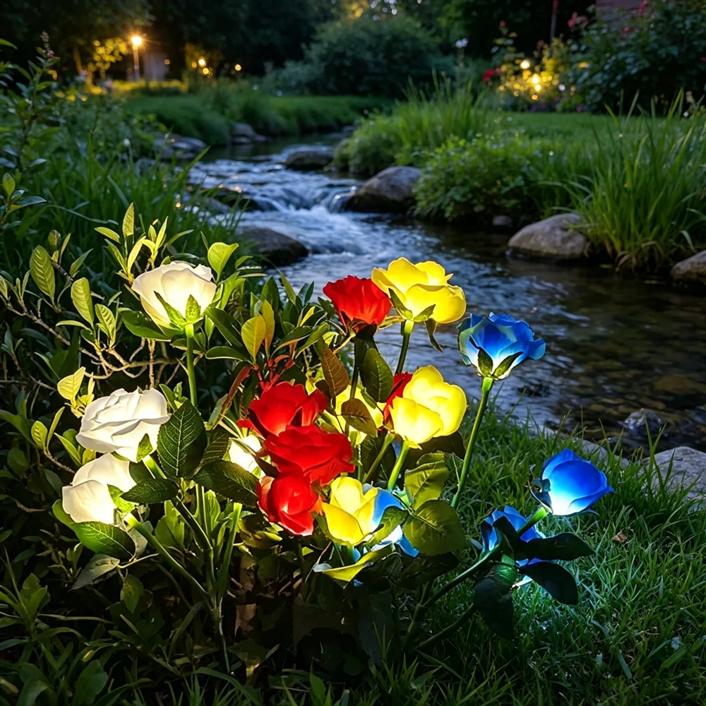 Solar 5-heads Rose Flower LED Outdoor Christmas Decoration Summer Garden Lights Lawn Lamp for Wedding Party Yard Holiday Light
Solar 5-heads Rose Flower LED Outdoor Christmas Decoration Summer Garden Lights Lawn Lamp for Wedding Party Yard Holiday Light