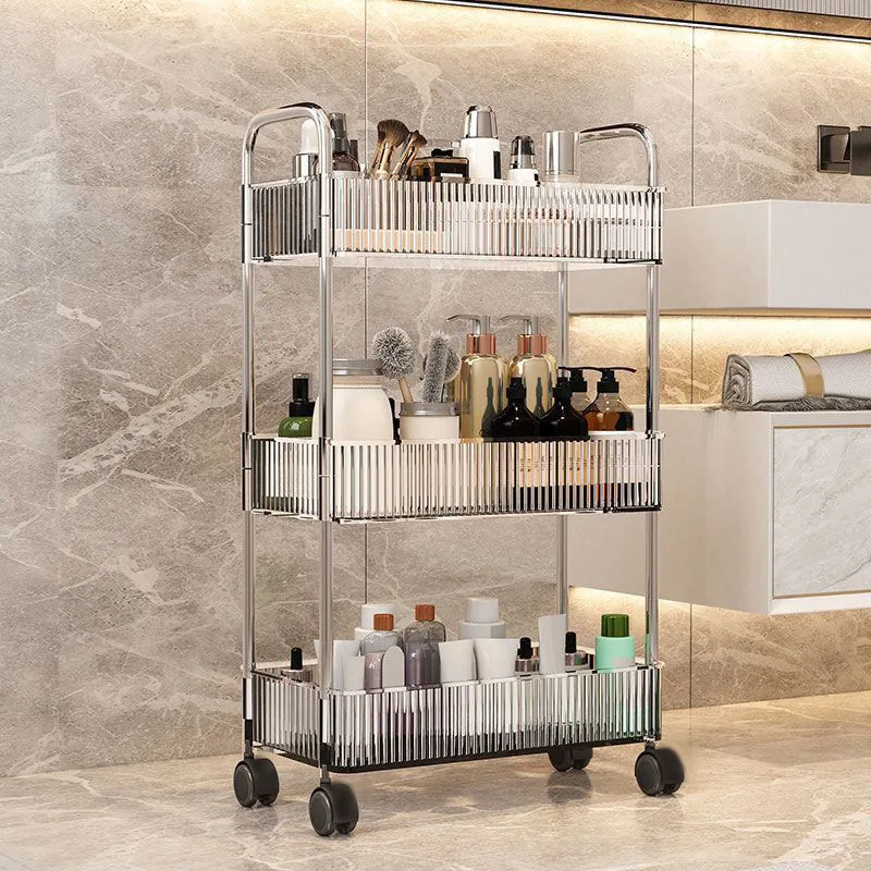 Kitchen Living Room Bathroom Storage Cart With Basket Plastic Transparent 4-layer Rolling Cart
Kitchen Living Room Bathroom Storage Cart With Basket Plastic Transparent 4-layer Rolling Cart