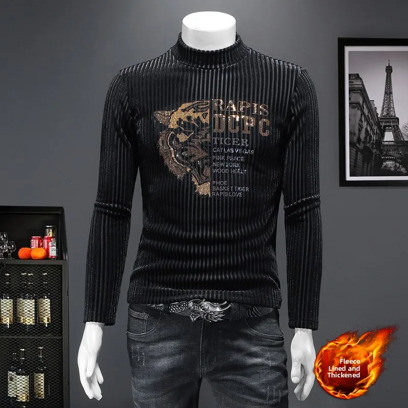 Мужская теплая зимняя футболка с длинным рукавом и высоким воротником, на флисовой подкладке, с ромбовидным узором, приталенного кроя, в городском стиле
Мужская теплая зимняя футболка с длинным рукавом и высоким воротником, на флисовой подкладке, с ромбовидным узором, приталенного кроя, в городском стиле
