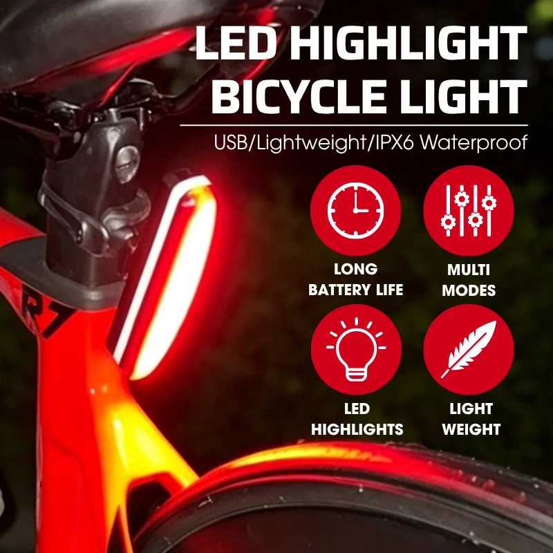 Bicycle COB LED Taillight Multi Lighting Modes Models USB Rechargeable Led Bike Light Flash Tail Rear Lights Road Night Riding
Bicycle COB LED Taillight Multi Lighting Modes Models USB Rechargeable Led Bike Light Flash Tail Rear Lights Road Night Riding