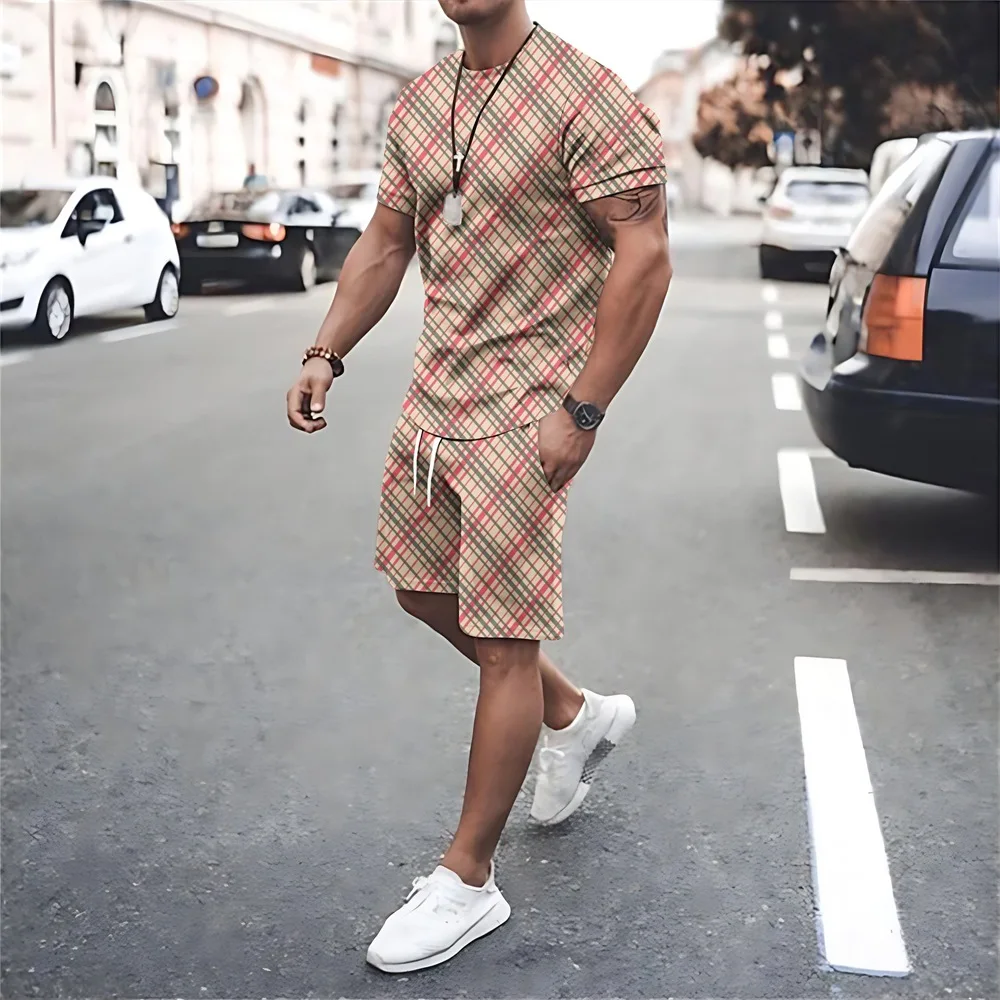 3D Plaid Print Mens Gradient Color 2 Piece Set Men T-shirt + Trousers Suit Short Tracksuit Vintage Sportswear Male Clothing
3D Plaid Print Mens Gradient Color 2 Piece Set Men T-shirt + Trousers Suit Short Tracksuit Vintage Sportswear Male Clothing