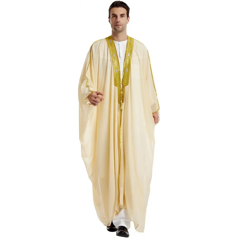 Muslim Thobe for Men Kaftan Robe Ramadan Abaya Prayer Dress Chiffon Open Front Embroidered Cardigan Islam Dubai Thobe Kimono
Muslim Thobe for Men Kaftan Robe Ramadan Abaya Prayer Dress Chiffon Open Front Embroidered Cardigan Islam Dubai Thobe Kimono