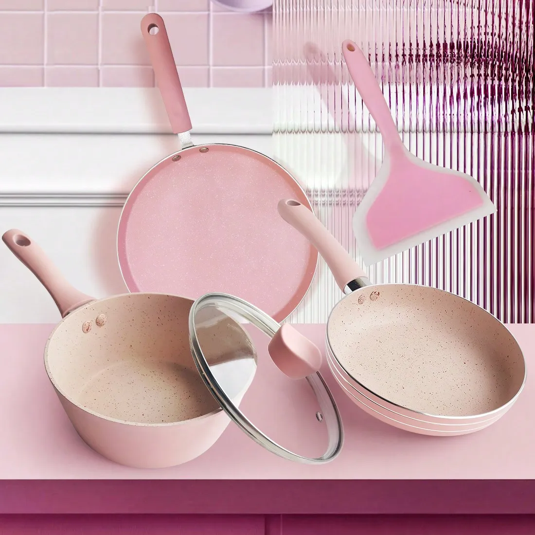 Pink kitchenware Set Non-stick skillet frying pan soup pan Flatbread frying pan Mini cute baby food skillet milk pan silicone
Pink kitchenware Set Non-stick skillet frying pan soup pan Flatbread frying pan Mini cute baby food skillet milk pan silicone