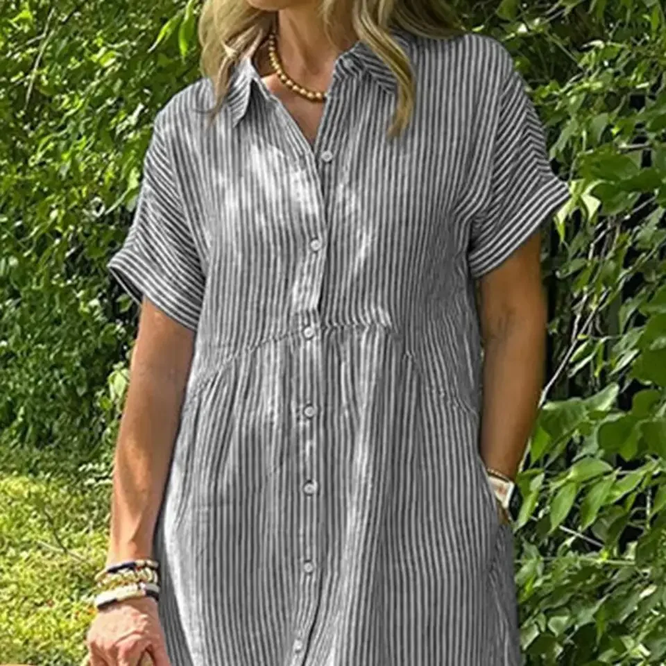 Women's Oversized Striped Dress Casual Bohemian Maxi Summer A-Line Long Dress with Pockets Full Length Clothing
Women's Oversized Striped Dress Casual Bohemian Maxi Summer A-Line Long Dress with Pockets Full Length Clothing