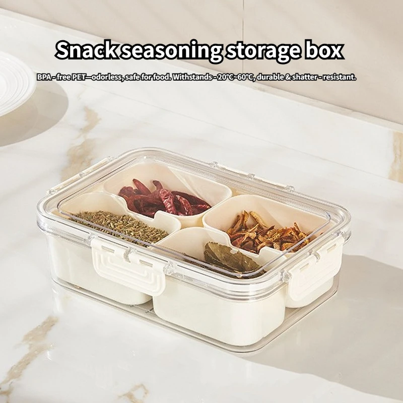 PET 4/8 Snack seasoning storage box, Divided with partitions Airtight Seal & Handle, Kitchen Fruit/Vegetable Storage Containers
PET 4/8 Snack seasoning storage box, Divided with partitions Airtight Seal & Handle, Kitchen Fruit/Vegetable Storage Containers