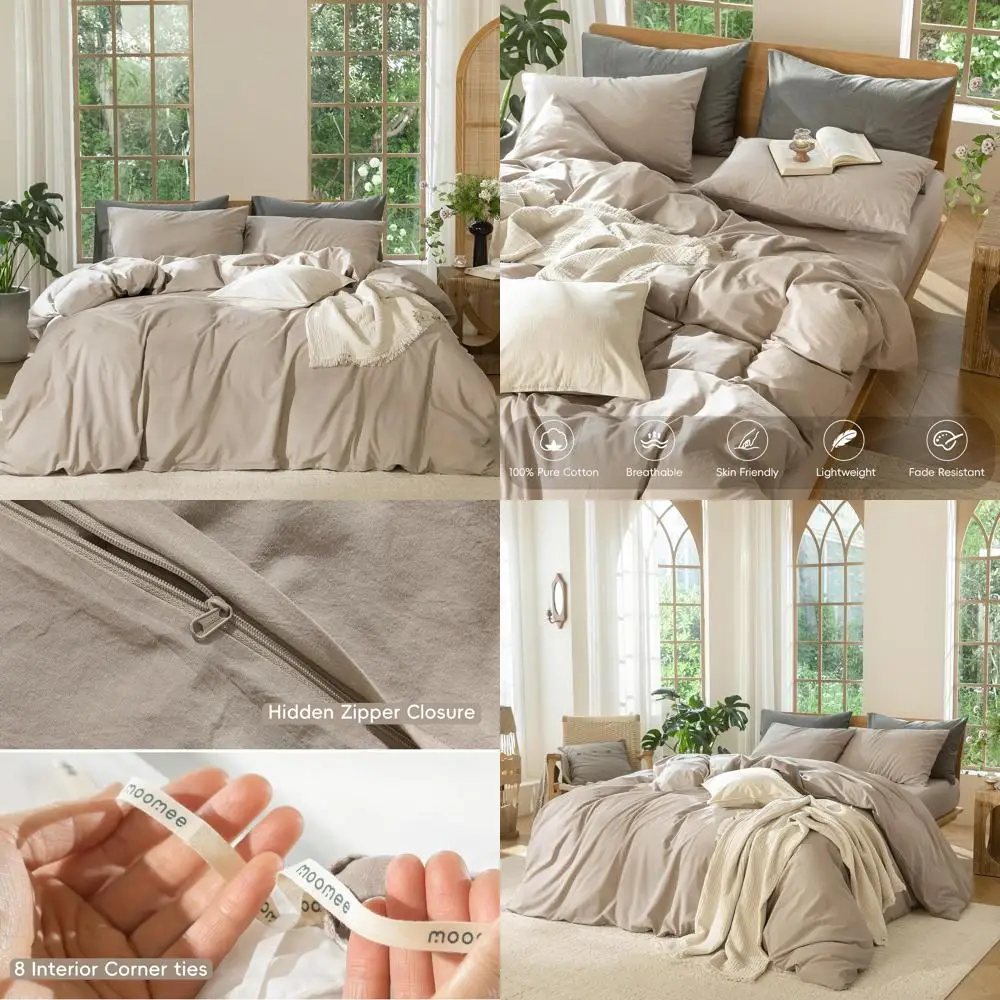 100% Cotton Linen Textured Duvet Cover Set Breathable Soft Comfort King Size Bedding Heathered Taupe for Durable Sleep
100% Cotton Linen Textured Duvet Cover Set Breathable Soft Comfort King Size Bedding Heathered Taupe for Durable Sleep