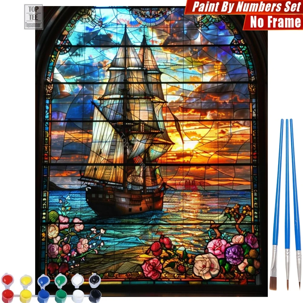 Stained Glass Ship DIY Digital Oil Paints Set - Sunset Sea Flowers Family Gatherings Halloween Gift For Dad
Stained Glass Ship DIY Digital Oil Paints Set - Sunset Sea Flowers Family Gatherings Halloween Gift For Dad