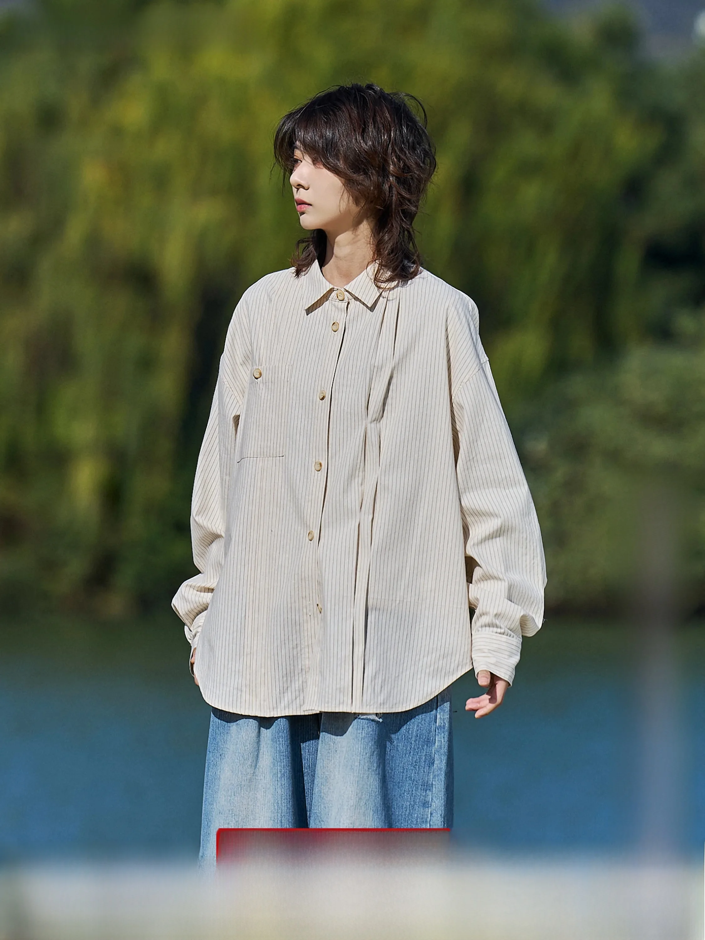 Madgood Japanese Style Pure Cotton Long Sleeve Shirt Loose Fit Striped Accordion Craft Breathable Comfortable for City Walk
Madgood Japanese Style Pure Cotton Long Sleeve Shirt Loose Fit Striped Accordion Craft Breathable Comfortable for City Walk