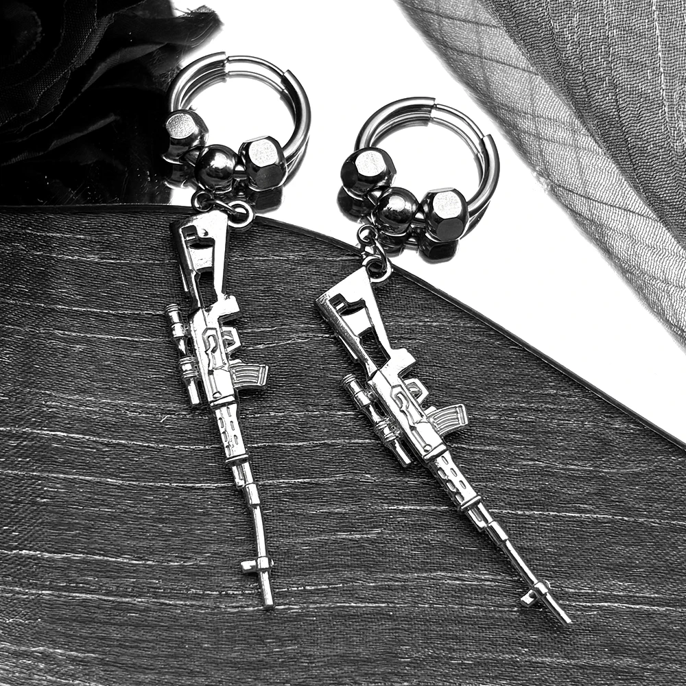 Hiphop Punk Rifle Male Earring Women Men Stainless Steel Silver Color Gun Emo Daily Wear Party Charm Gothic Earhook Gift Jewelry
Hiphop Punk Rifle Male Earring Women Men Stainless Steel Silver Color Gun Emo Daily Wear Party Charm Gothic Earhook Gift Jewelry