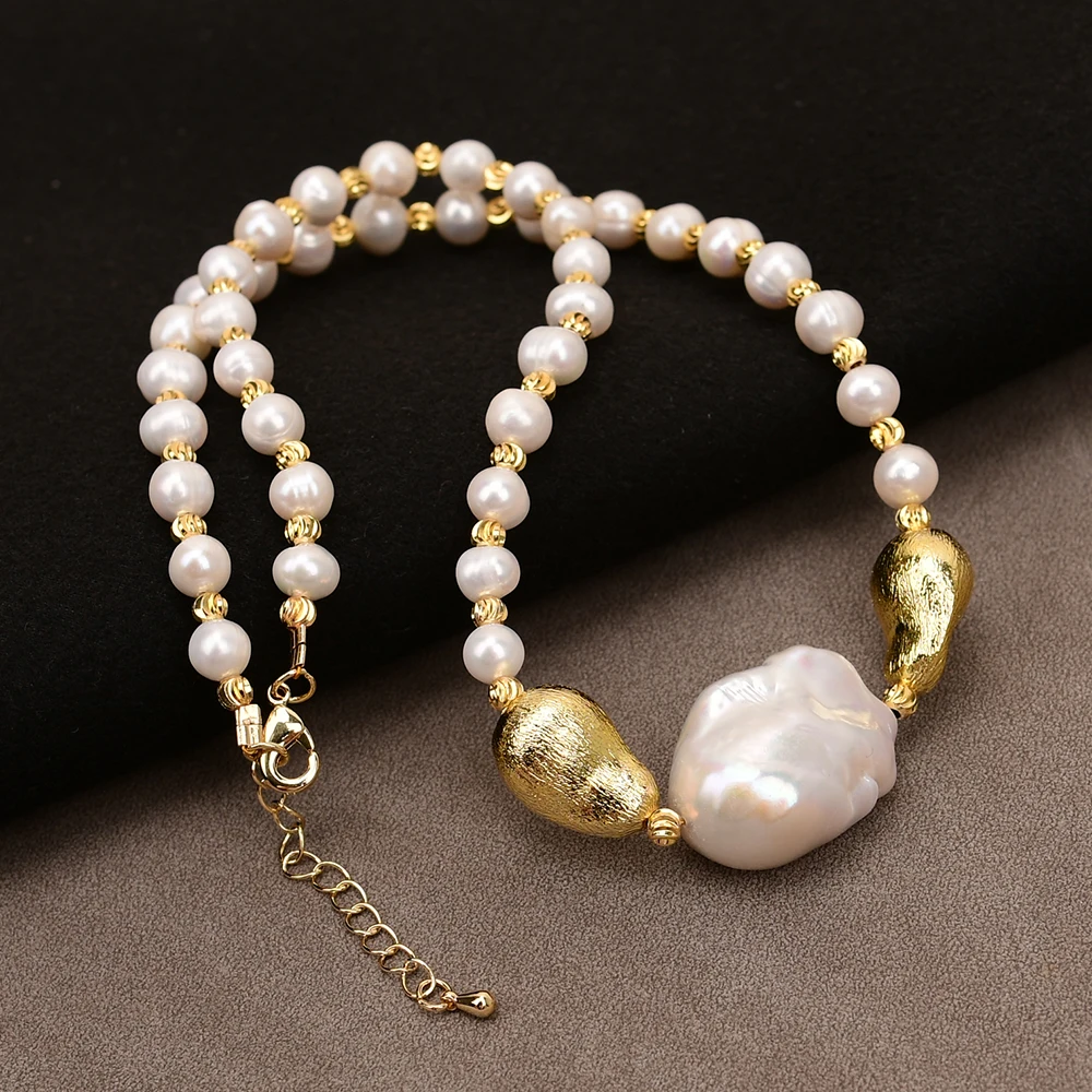 G-G 18'' Cultured White Pearl Gold Color Brushed Beads Chokers Necklace Natural White Keshi Pearl Pendant
G-G 18'' Cultured White Pearl Gold Color Brushed Beads Chokers Necklace Natural White Keshi Pearl Pendant