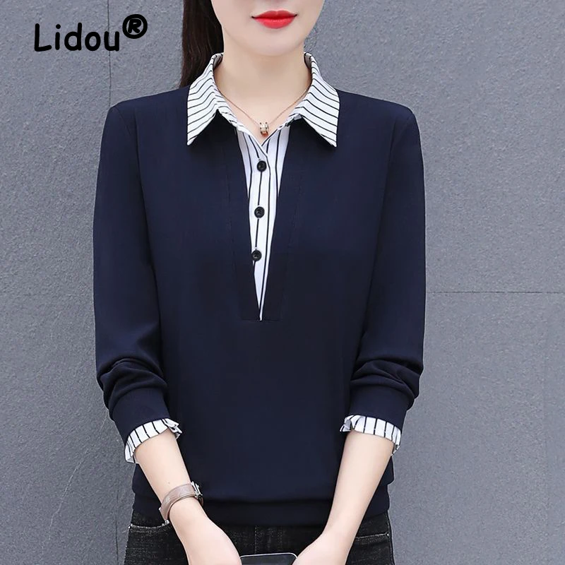 Women Clothing 2024 Spring and Autumn Korean Fashion Striped Patchwork Fake Two Piece Shirt Female Casual Long Sleeve Loose Tops
Women Clothing 2024 Spring and Autumn Korean Fashion Striped Patchwork Fake Two Piece Shirt Female Casual Long Sleeve Loose Tops