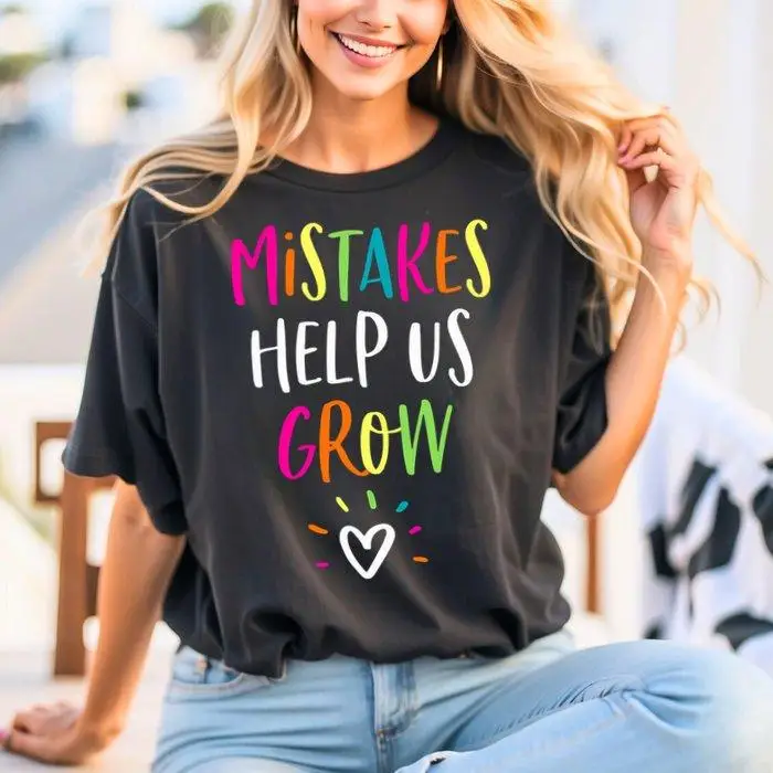 Mistakes Help Us Grow T-Shirt Motivational Graphic Tee Unisex Positive Vibes Apparel Inspirational Gift for Students Teachers 
Mistakes Help Us Grow T-Shirt Motivational Graphic Tee Unisex Positive Vibes Apparel Inspirational Gift for Students Teachers