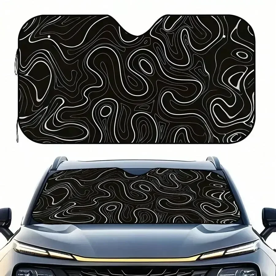 Black And White Wavy Flow Car Sunshade UV Heat Protection Foldable Universal Windshield Cover
Black And White Wavy Flow Car Sunshade UV Heat Protection Foldable Universal Windshield Cover