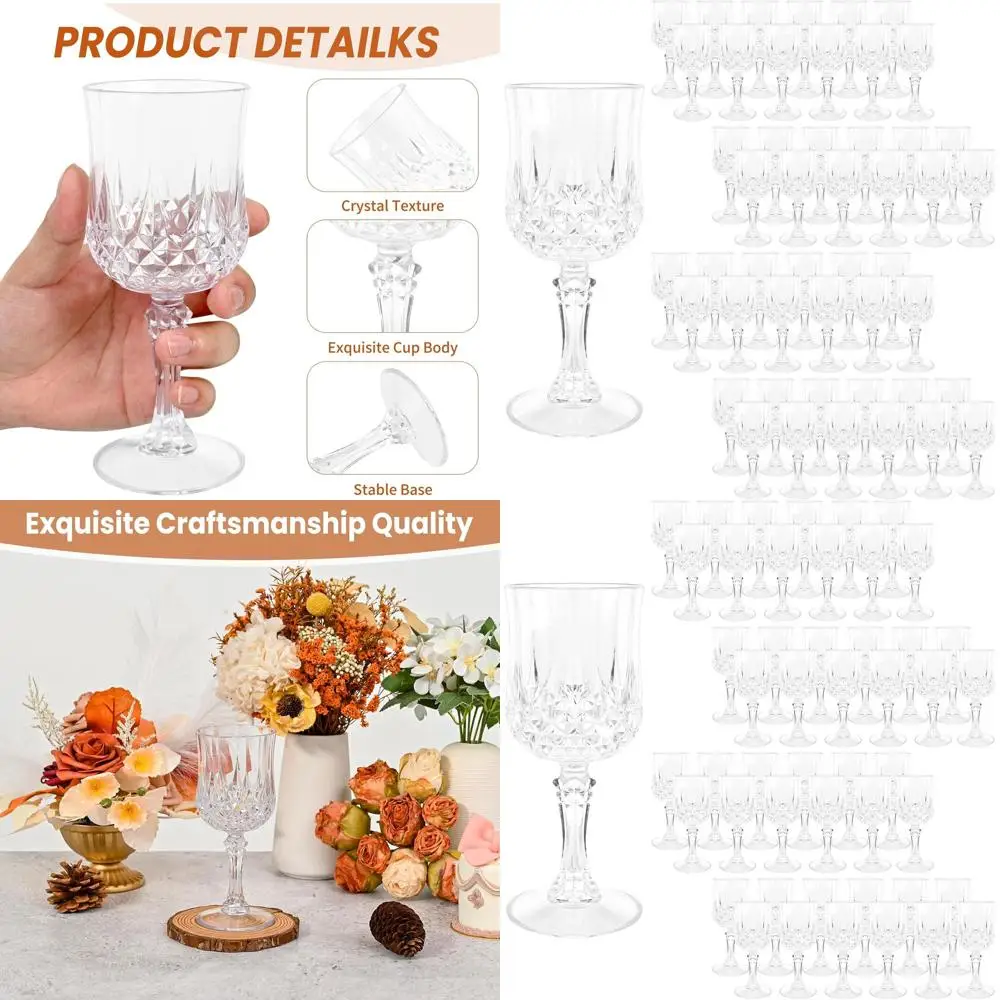 Set of 48 Clear Plastic Vintage-Style Wine Glasses for Weddings and Grand Events
Set of 48 Clear Plastic Vintage-Style Wine Glasses for Weddings and Grand Events