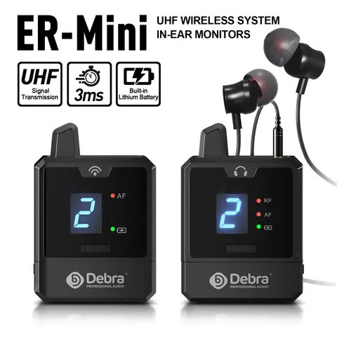 Debra ER-Mini système de surveillance intra-auriculaire sans fil UHF Ultra-haute fréquence sans délai système de surveillance intra-auriculaire Portable Rechargeable