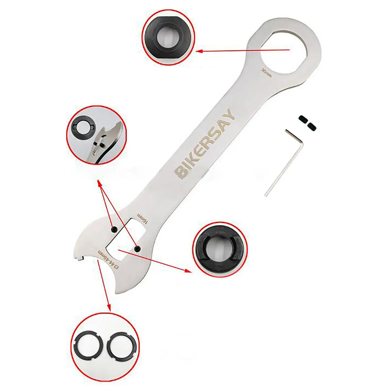 Универсальный велосипедный гаечный ключ 36 мм 16 мм с открытым концом, многофункциональный велосипедный ключ, ремонт велосипеда, горный инструмент, серебристый
Универсальный велосипедный гаечный ключ 36 мм 16 мм с открытым концом, многофункциональный велосипедный ключ, ремонт велосипеда, горный инструмент, серебристый