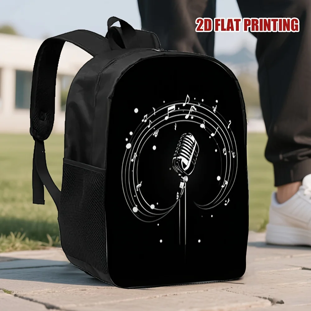 1 piece stylish music atmosphere travel backpack - large capacity 2D flat print, with music note and microphone design
1 piece stylish music atmosphere travel backpack - large capacity 2D flat print, with music note and microphone design