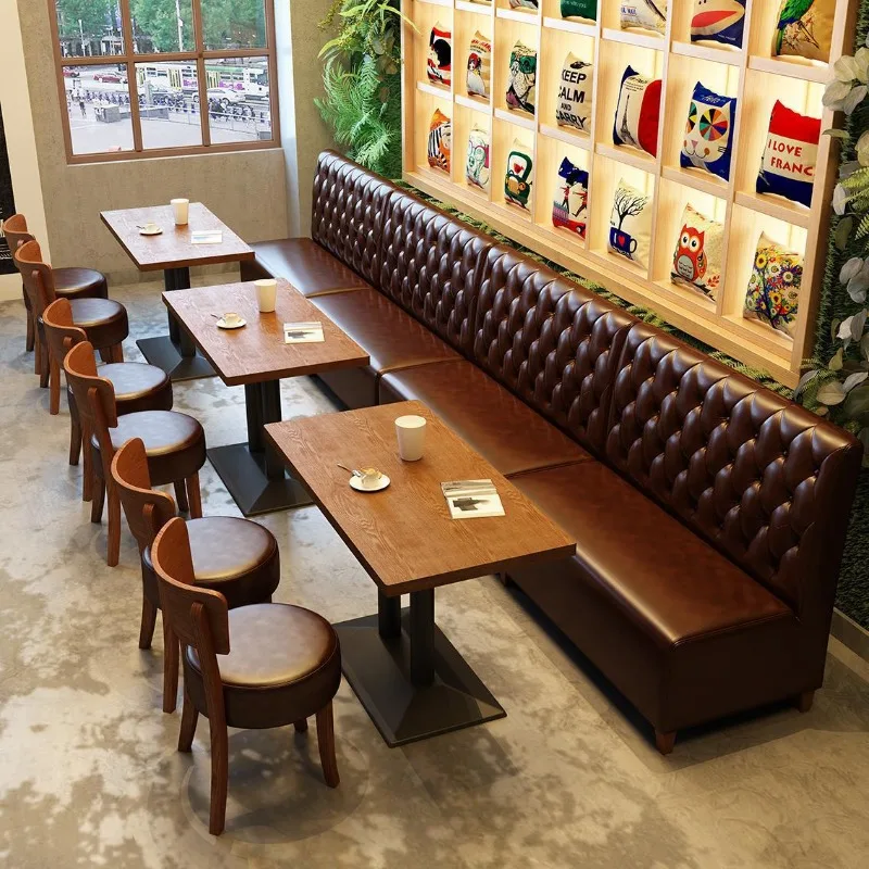 Western restaurant cafe clear bar booth bar milk tea dessert shop retro casual leather wall sofa table and chair combination
Western restaurant cafe clear bar booth bar milk tea dessert shop retro casual leather wall sofa table and chair combination