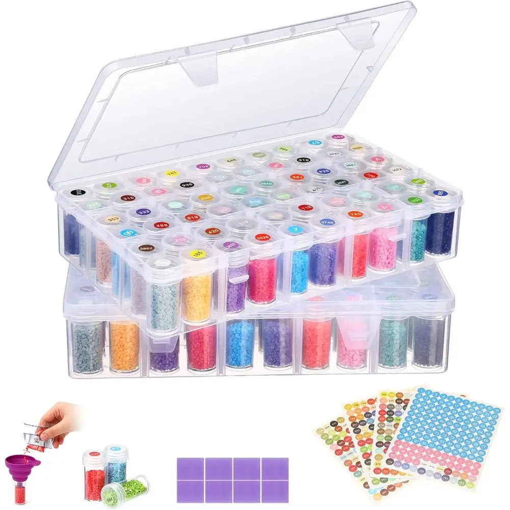 Diamond Art Storage Set: 2-Pack Bead Organizer Boxes with Labels for Jewelry, Craft, and DIY Bead Storage
Diamond Art Storage Set: 2-Pack Bead Organizer Boxes with Labels for Jewelry, Craft, and DIY Bead Storage