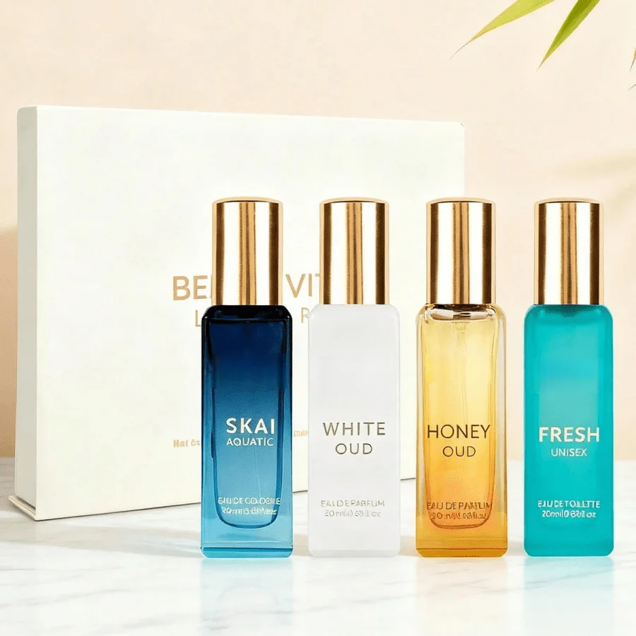 Bellavita Luxury Long-lasting Men's Fragrance Gift Set | 4 Bottles, 0.7 Oz Each | a Perfect Gift for Men | Woody, Citrus, Oud, Premium Fragrance Essence | Exclusive Brands: KLUB, OUD, CEO, G.O.A.T | Ideal Gift for Christmas and Valentine's Day
Bellavita Luxury Long-lasting Men's Fragrance Gift Set | 4 Bottles, 0.7 Oz Each | a Perfect Gift for Men | Woody, Citrus, Oud, Premium Fragrance Essence | Exclusive Brands: KLUB, OUD, CEO, G.O.A.T | Ideal Gift for Christmas and Valentine's Day
