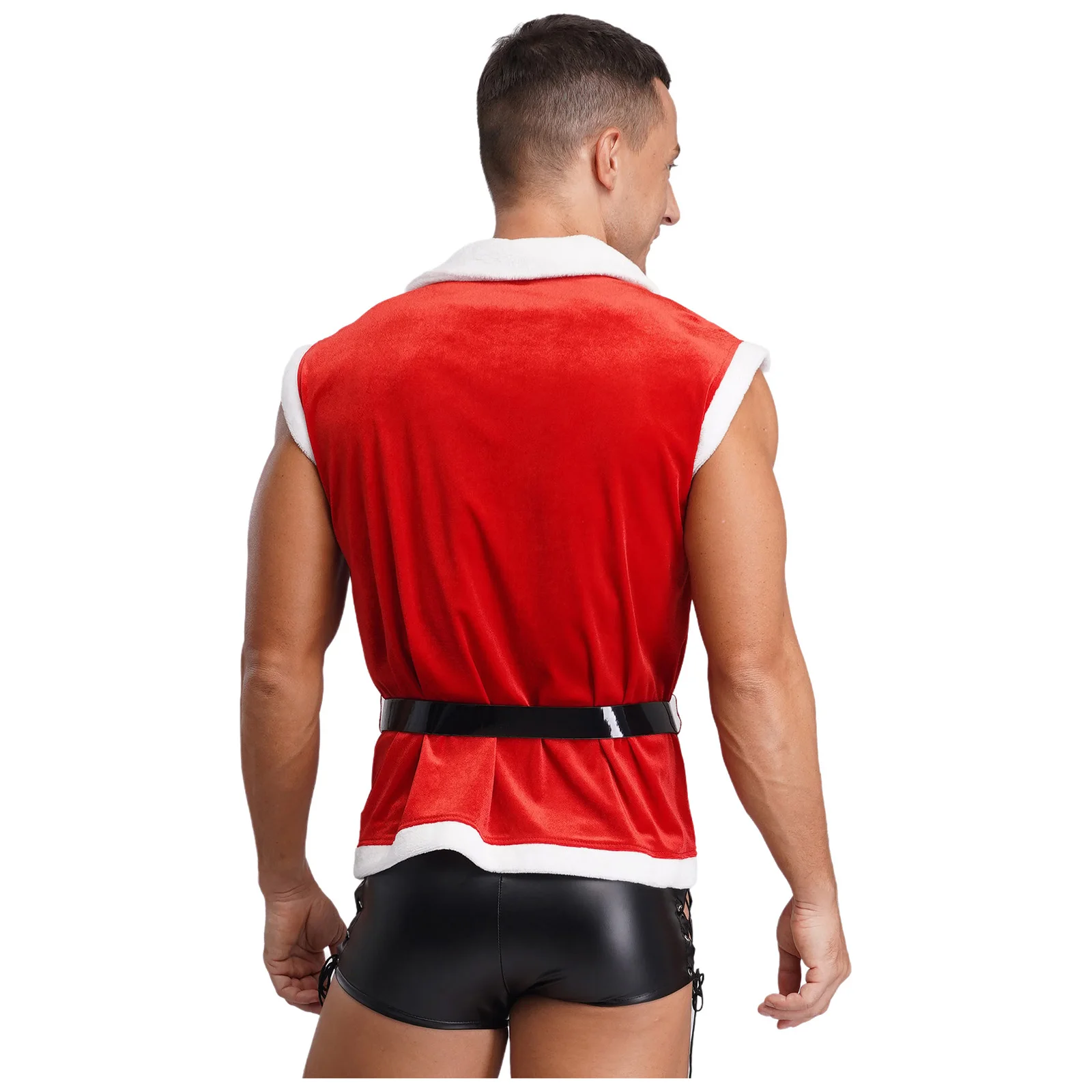 Mens Christmas Xmas Velvet Vest Santa Claus Cosplay Party Costume Notch Collar Open Front Tops with Adjustable Faux Leather Belt
Mens Christmas Xmas Velvet Vest Santa Claus Cosplay Party Costume Notch Collar Open Front Tops with Adjustable Faux Leather Belt