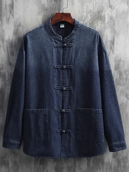 Retro Artistic Men's adient Denim Tang Suit Jaet New Chinese Sle Casual Wear National Trend Button up Top
Retro Artistic Men's adient Denim Tang Suit Jaet New Chinese Sle Casual Wear National Trend Button up Top