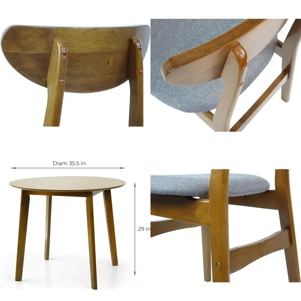 3-Piece Dining Set: Round Wooden Table with 2 Padded Yumiko Chairs, Medium Brown
3-Piece Dining Set: Round Wooden Table with 2 Padded Yumiko Chairs, Medium Brown