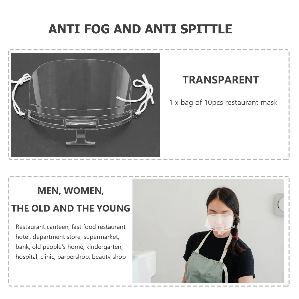 10Pcs Transparent Anti-Fog Plastic Face Shield Mask for Restaurant Hotel Catering Use Lightweight Reusable Sanitary Mouth
10Pcs Transparent Anti-Fog Plastic Face Shield Mask for Restaurant Hotel Catering Use Lightweight Reusable Sanitary Mouth