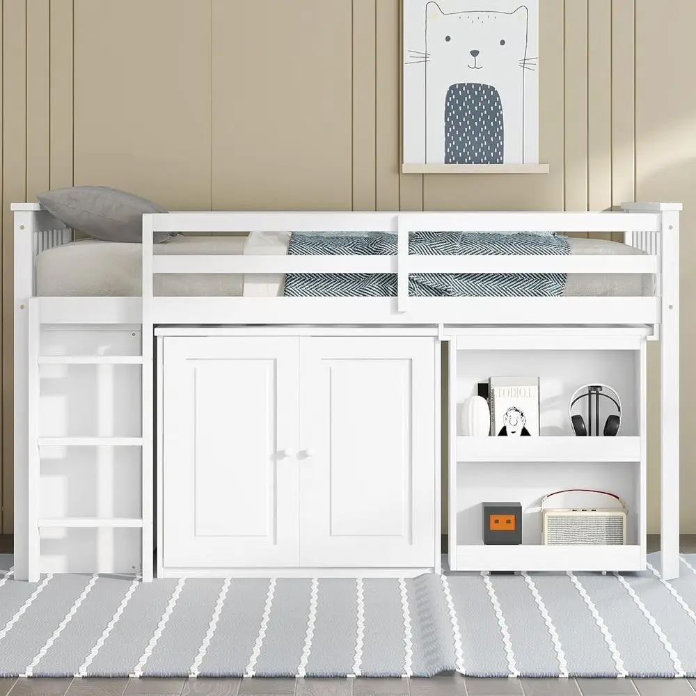 White Twin Over Full Bunk Bed with Pull-Out Desk, Storage Cabinet & Dresser, Space-Saving for Kids' Bedroom
White Twin Over Full Bunk Bed with Pull-Out Desk, Storage Cabinet & Dresser, Space-Saving for Kids' Bedroom