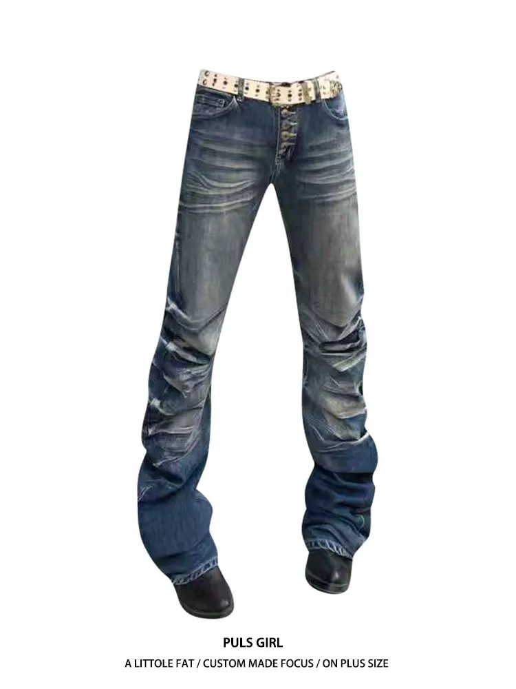 Retro American Large Size Denim Jeans Women's High Waist Slim Fit Knife Washed Distressed Button Long Trousers
Retro American Large Size Denim Jeans Women's High Waist Slim Fit Knife Washed Distressed Button Long Trousers