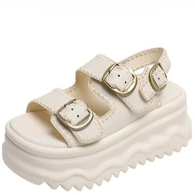 Beige Women's Summer Thick Heel Sandals Increase Height Slip-On Outdoor Wear Match Skirts Platform Flat Bottom Casual Style
Beige Women's Summer Thick Heel Sandals Increase Height Slip-On Outdoor Wear Match Skirts Platform Flat Bottom Casual Style