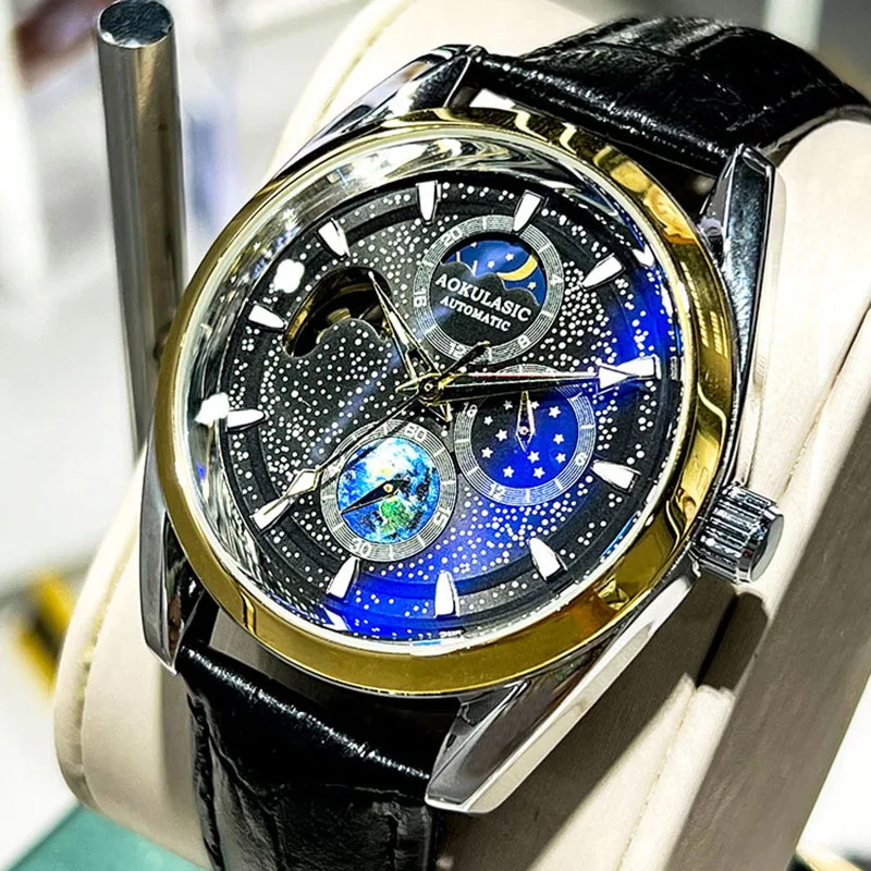AOKULASIC Men Mechanical Watch Moon Phase Waterproof Automatic Watches Man Luminous Clock Business Wristwatch Relogio Masculino
AOKULASIC Men Mechanical Watch Moon Phase Waterproof Automatic Watches Man Luminous Clock Business Wristwatch Relogio Masculino