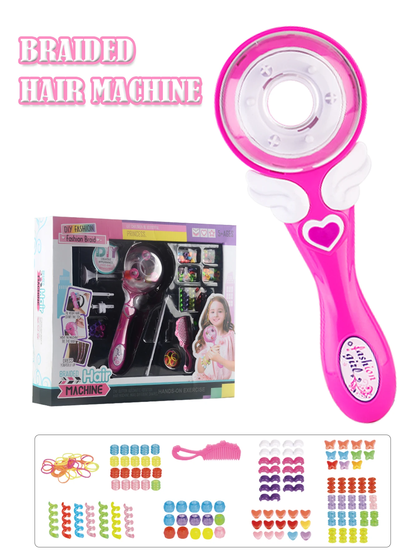 Automatic Hair Decoration Braider, Styling DIY Tool Electric Hairstyle Tool for Girls Rope Braiding Machine Hair Clips Toys
Automatic Hair Decoration Braider, Styling DIY Tool Electric Hairstyle Tool for Girls Rope Braiding Machine Hair Clips Toys