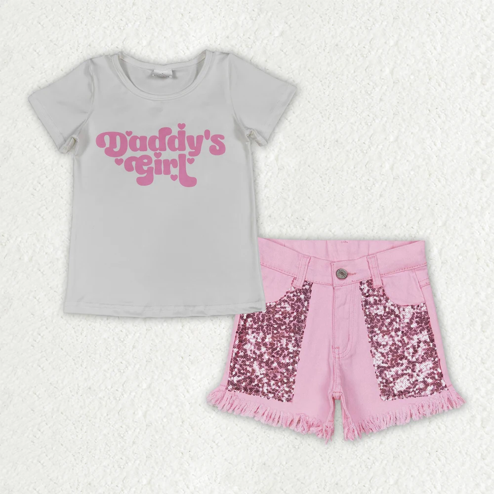 Wholesale Baby Girl Short Sleeves Daddy's Shirt Kids Denim Sequins Shorts Girls Clothes Children Toddler Outfit Clothing
Wholesale Baby Girl Short Sleeves Daddy's Shirt Kids Denim Sequins Shorts Girls Clothes Children Toddler Outfit Clothing