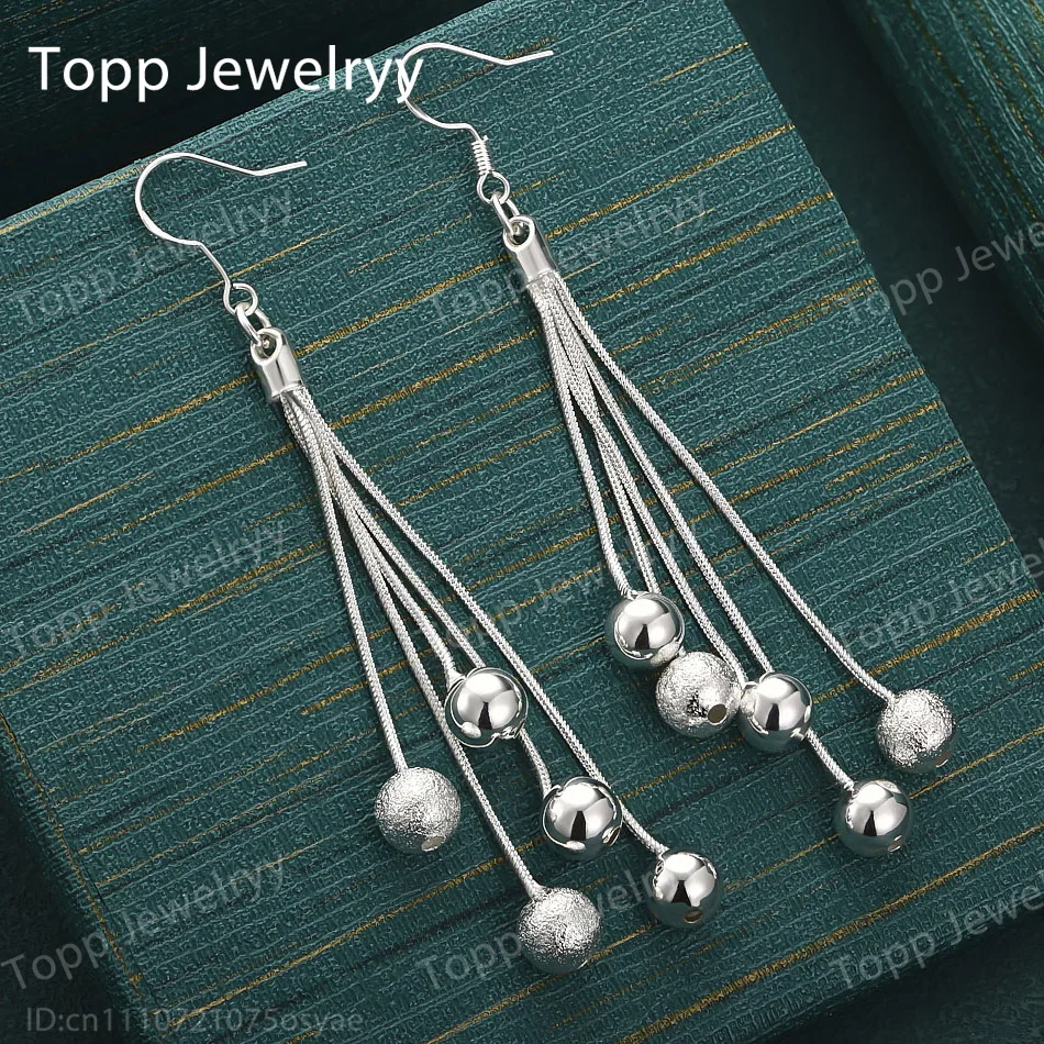 Elegant 925 Sterling Silver Delicate Tassel Bead Earrings, Fashionable Wedding Gift Accessories for Women
Elegant 925 Sterling Silver Delicate Tassel Bead Earrings, Fashionable Wedding Gift Accessories for Women