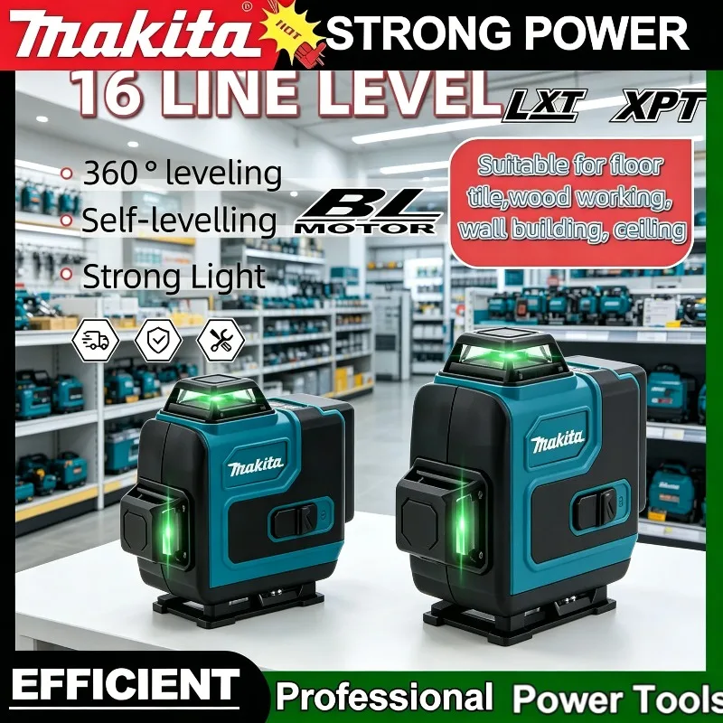 Makita High-Precision Wall-Mounted 16Line Laser Level Tool Level Green Light Laser Portable self-leveling High-Precision
Makita High-Precision Wall-Mounted 16Line Laser Level Tool Level Green Light Laser Portable self-leveling High-Precision