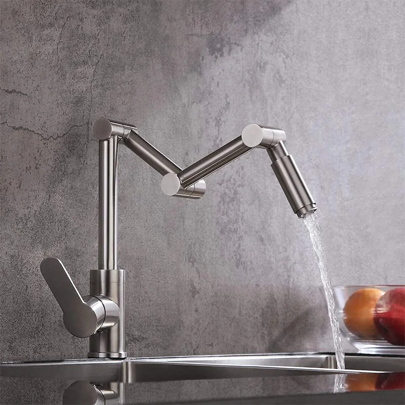304 Stainless Steel Arm Swivel Extends Kitchen Sink Faucet Black/Nickel Hot And Cold Mixed Universal Folding Kitchen Sink Tap
304 Stainless Steel Arm Swivel Extends Kitchen Sink Faucet Black/Nickel Hot And Cold Mixed Universal Folding Kitchen Sink Tap