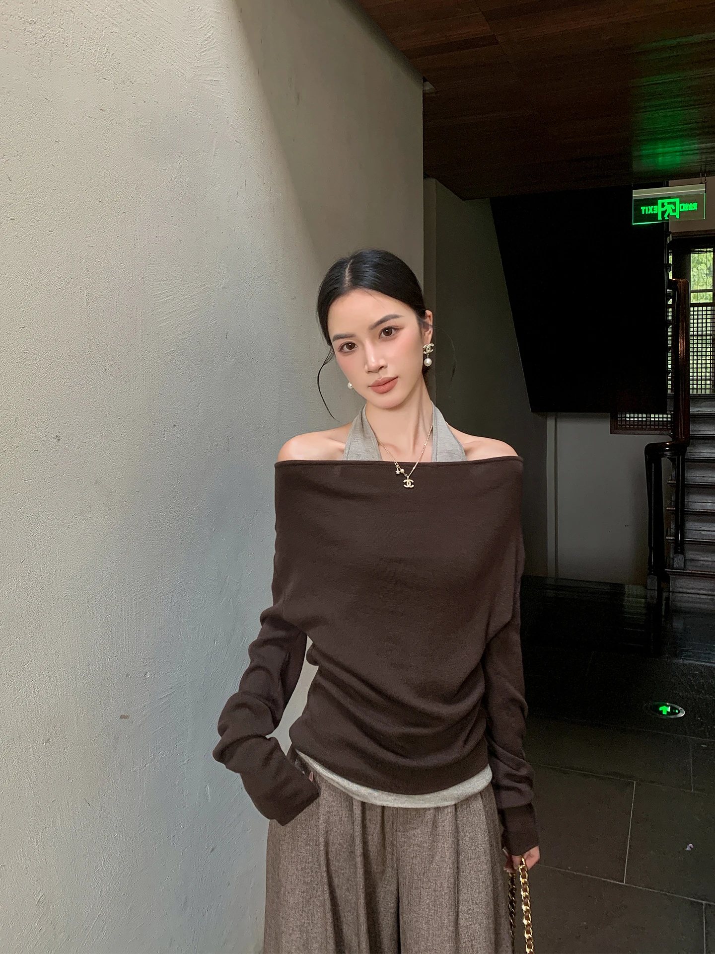 Binguo Women's Wool Blend Coffee Color One oulder T-irt Casual Sle Long Sve Ne Hanging Design Spring Autumn Top
Binguo Women's Wool Blend Coffee Color One oulder T-irt Casual Sle Long Sve Ne Hanging Design Spring Autumn Top