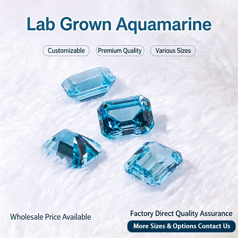 Lab Grown Aquamarine Emerald Cut Loose Gemstones Premium Lab Created Colored Gemstones for Jewelry Making Wholesale Customizable
Lab Grown Aquamarine Emerald Cut Loose Gemstones Premium Lab Created Colored Gemstones for Jewelry Making Wholesale Customizable
