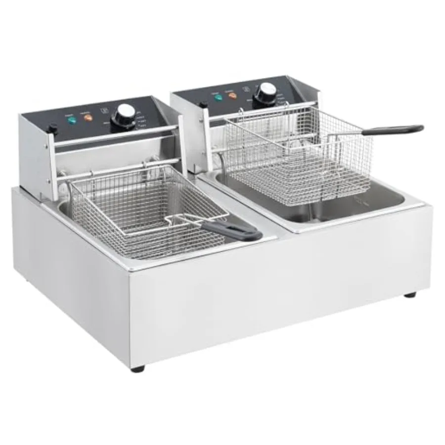 Commercial Electric 6L x 2 Dual Tank Stainless Steel Deep Fryer with Frying Basket Lid 3600W 110V Countertop Fryer for Home Kit
Commercial Electric 6L x 2 Dual Tank Stainless Steel Deep Fryer with Frying Basket Lid 3600W 110V Countertop Fryer for Home Kit