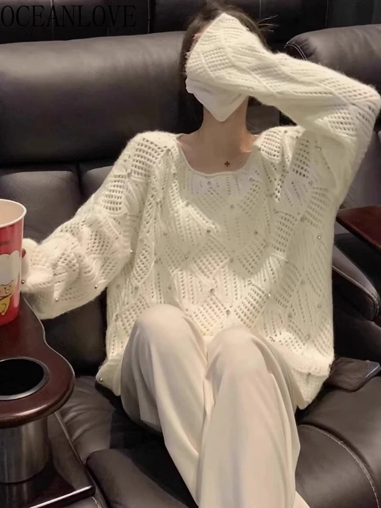 OCEANLOVE White Woman Sweaters Diamonds Hollow Out Autumn Winter Elegant Pullovers Korean Fashion Sweet Chic Pull Femme
OCEANLOVE White Woman Sweaters Diamonds Hollow Out Autumn Winter Elegant Pullovers Korean Fashion Sweet Chic Pull Femme