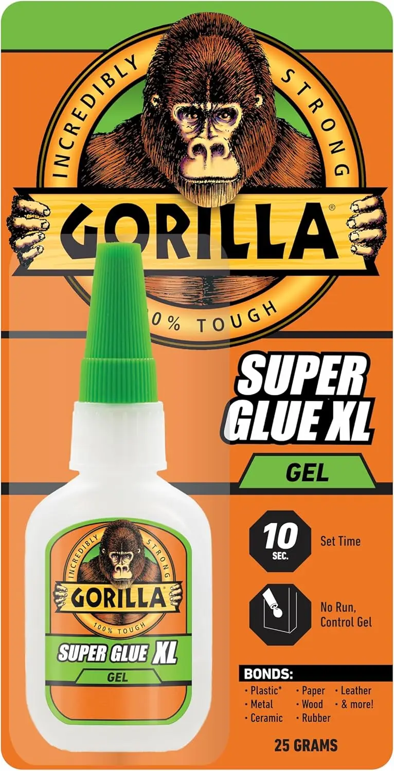 Gorilla Super Glue Gel XL, Clear 25g (Pack of 1) - Fast‑Setting, No‑Drip Control for Precise All‑Purpose Repairs
Gorilla Super Glue Gel XL, Clear 25g (Pack of 1) - Fast‑Setting, No‑Drip Control for Precise All‑Purpose Repairs