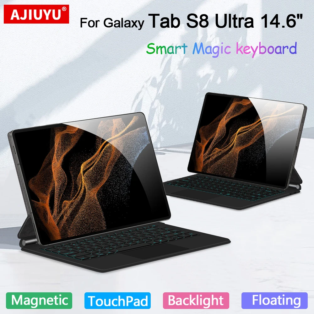 Магнитная волшебная клавиатура для Samsung Galaxy Tab S8 Ultra 14,6 дюйма SM-X900 X906, смарт-чехол, трекпад, клавиатура с подсветкой, испанская, арабская
Магнитная волшебная клавиатура для Samsung Galaxy Tab S8 Ultra 14,6 дюйма SM-X900 X906, смарт-чехол, трекпад, клавиатура с подсветкой, испанская, арабская