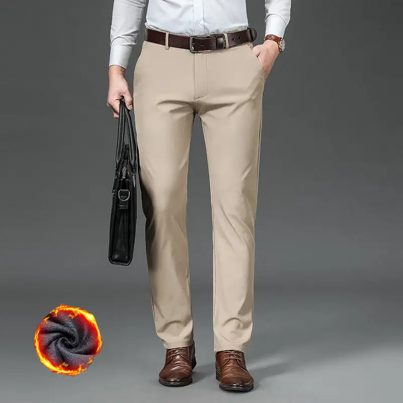 Winter Men Thick Fleece Pant Striaght Business Casual Plush Pants Flat Stretch Mens Skinny Trousers Warm Pants
Winter Men Thick Fleece Pant Striaght Business Casual Plush Pants Flat Stretch Mens Skinny Trousers Warm Pants