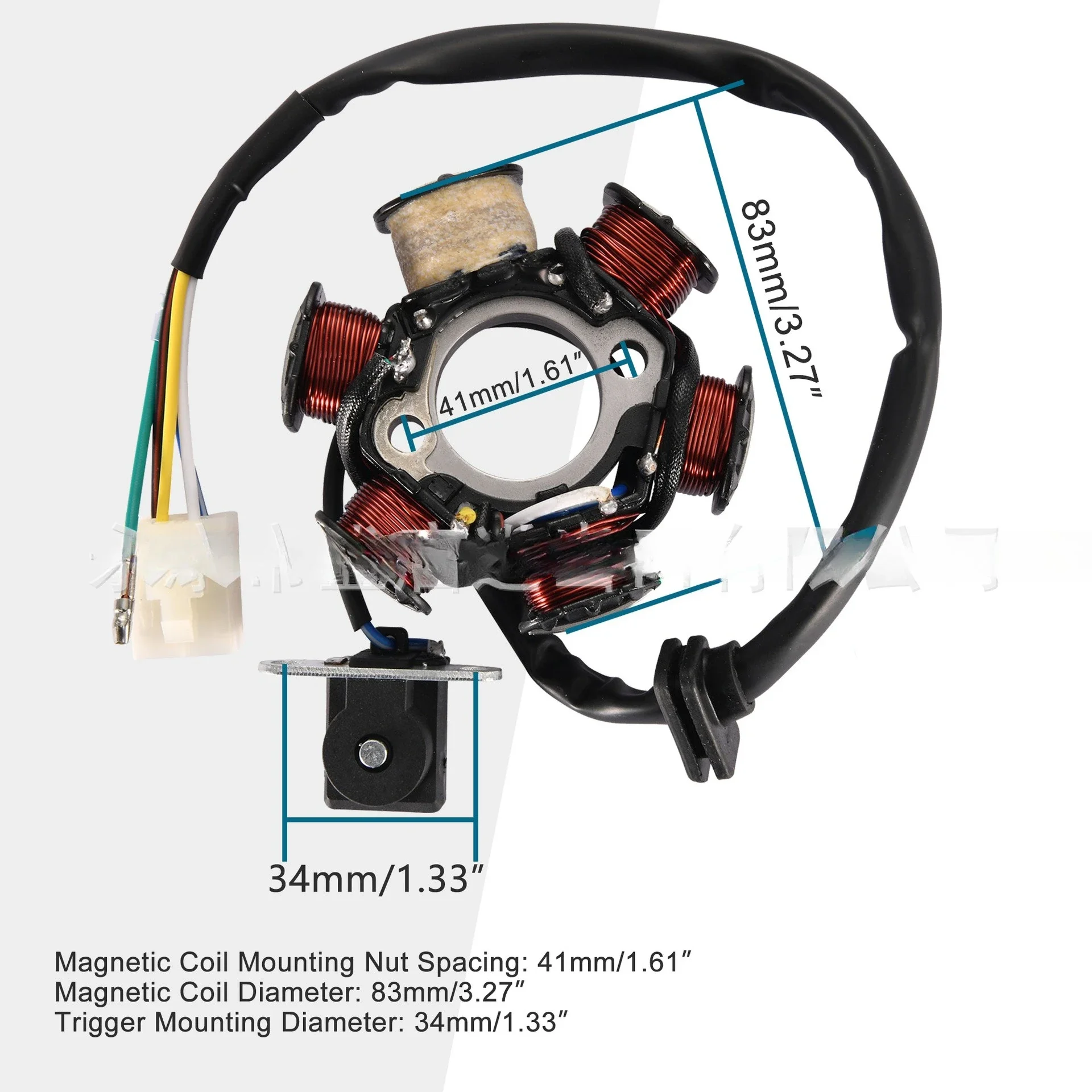 GOOFIT female plug-C100-6 half-wave coil half-wave ignition magnetic stator (AC)
GOOFIT female plug-C100-6 half-wave coil half-wave ignition magnetic stator (AC)