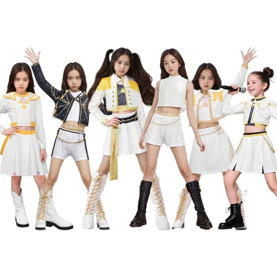 Girl Korea Group Cos Suit Rumizo Yimira Hunter Korean Girl Group Childrens Stage Performance Suit Dancing Suits Sports Clothing
Girl Korea Group Cos Suit Rumizo Yimira Hunter Korean Girl Group Childrens Stage Performance Suit Dancing Suits Sports Clothing